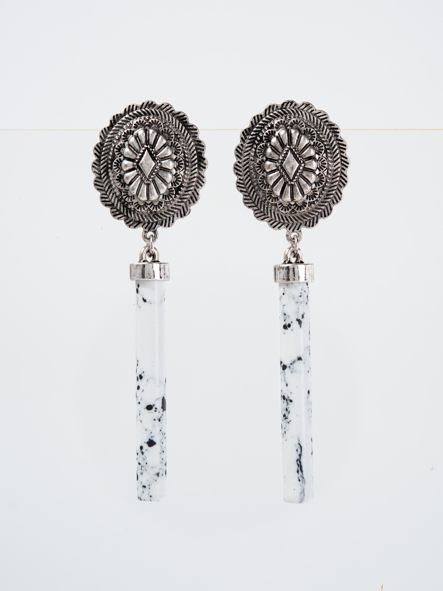 Sonnet Western Hand Craft Stone Cylinder Dangle Earrings