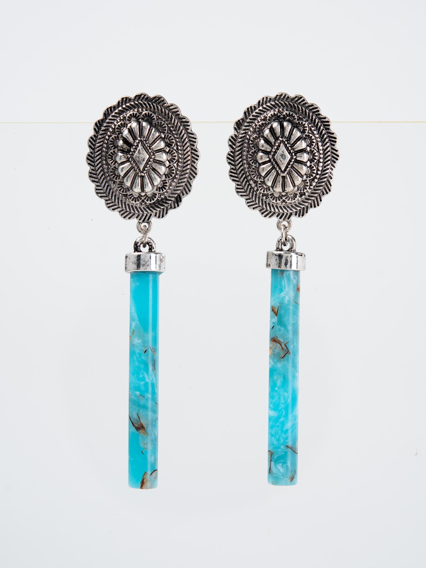 Sonnet Western Hand Craft Stone Cylinder Dangle Earrings