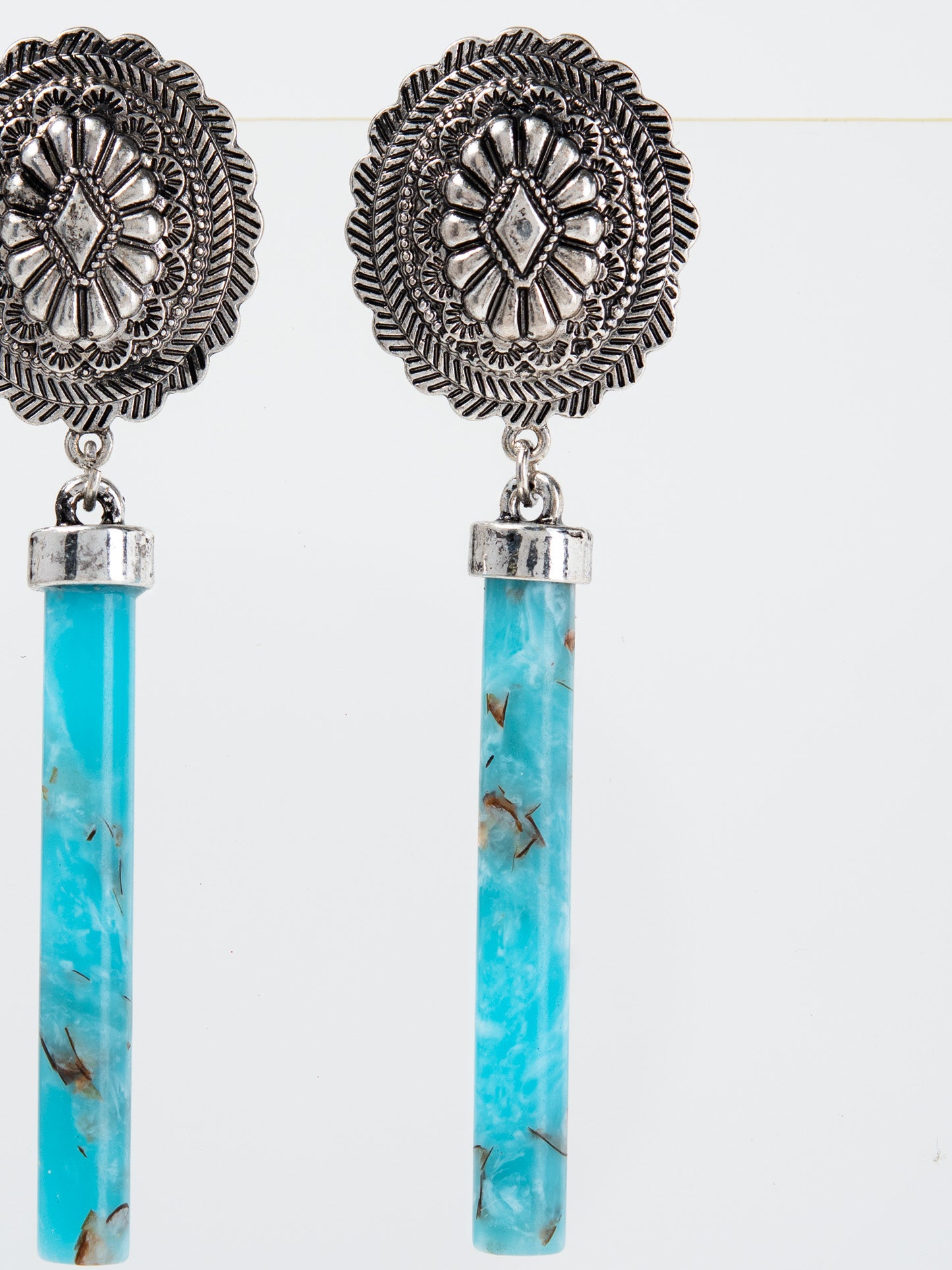 Sonnet Western Hand Craft Stone Cylinder Dangle Earrings