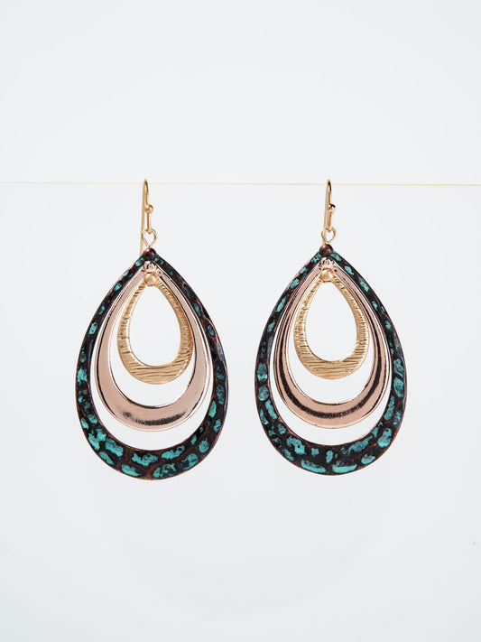 Colby Metal 3 layered Drop Dangle Earrings