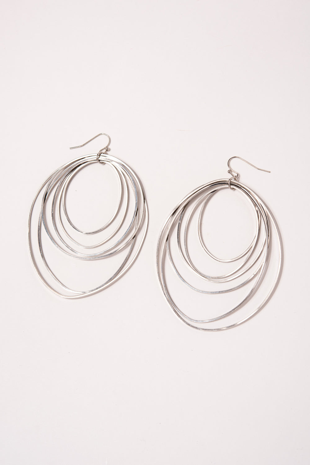 Dawna Layered Rings Hook Earrings | Silver