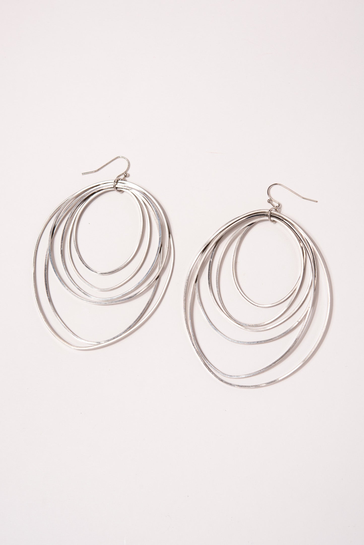 Dawna Layered Rings Hook Earrings | Silver