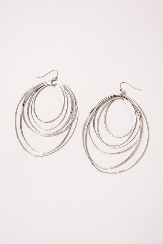 Dawna Layered Rings Hook Earrings | Silver