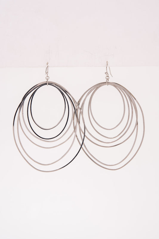 Dawna Layered Rings Hook Earrings | Silver