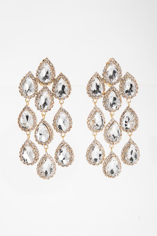 Emily Rhinestone Chain Clip-On Earrings