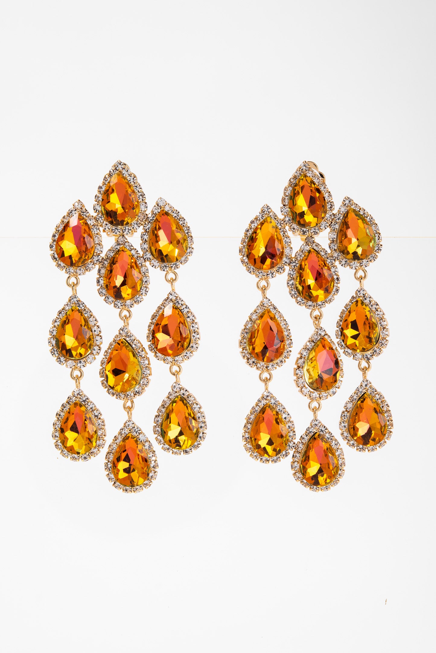 Emily Rhinestone Chain Clip-On Earrings