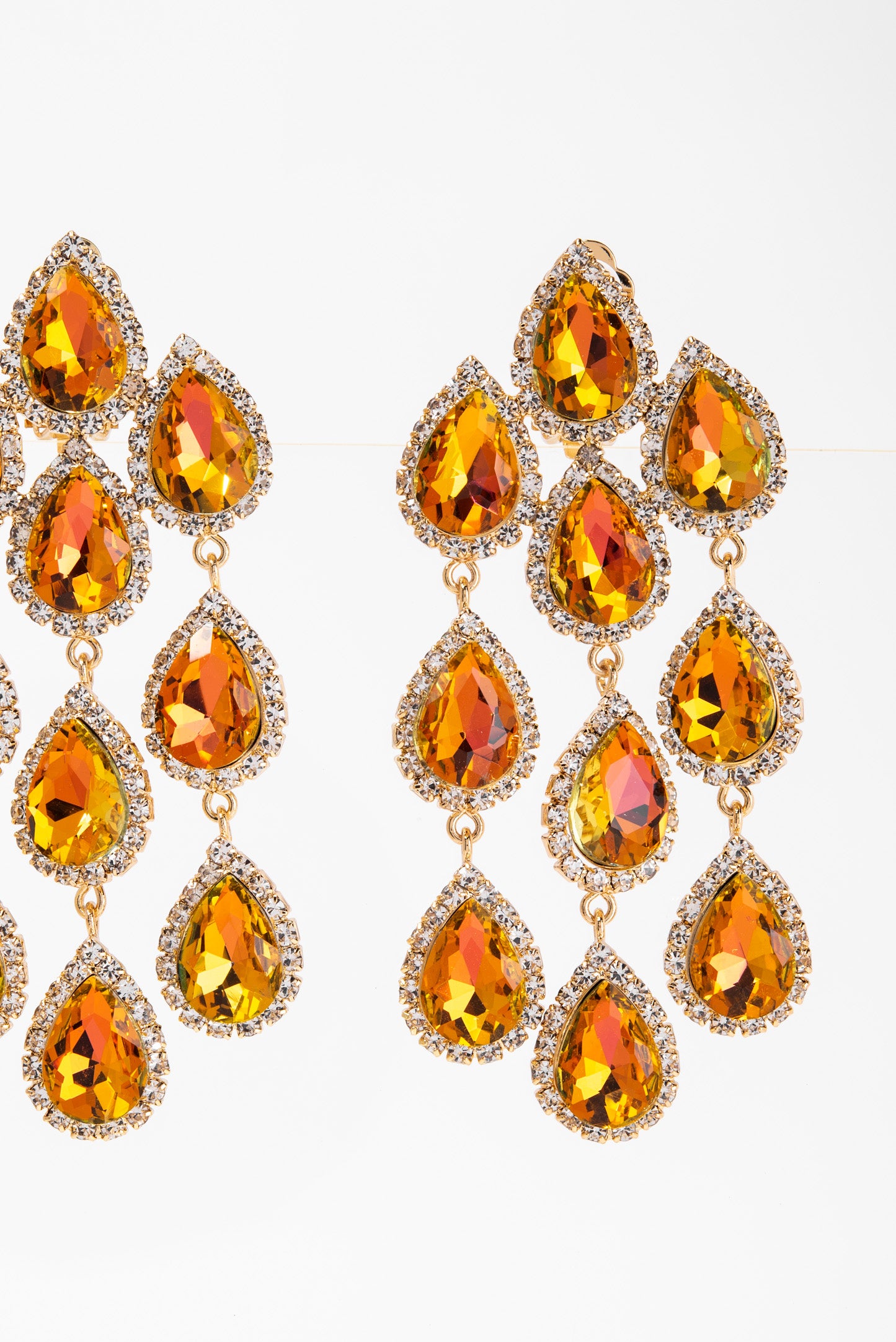 Emily Rhinestone Chain Clip-On Earrings
