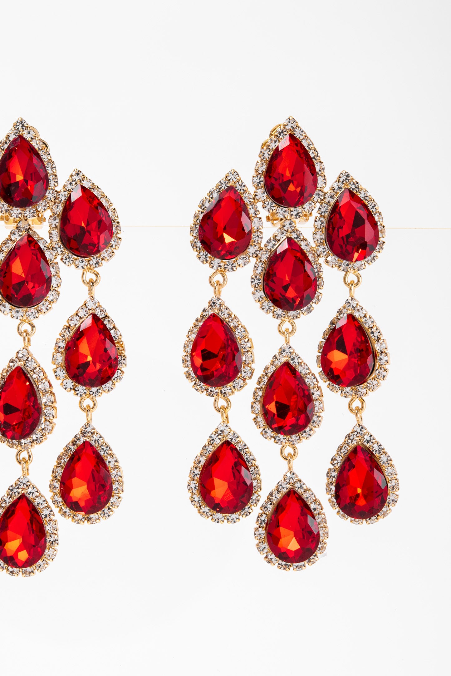 Emily Rhinestone Chain Clip-On Earrings