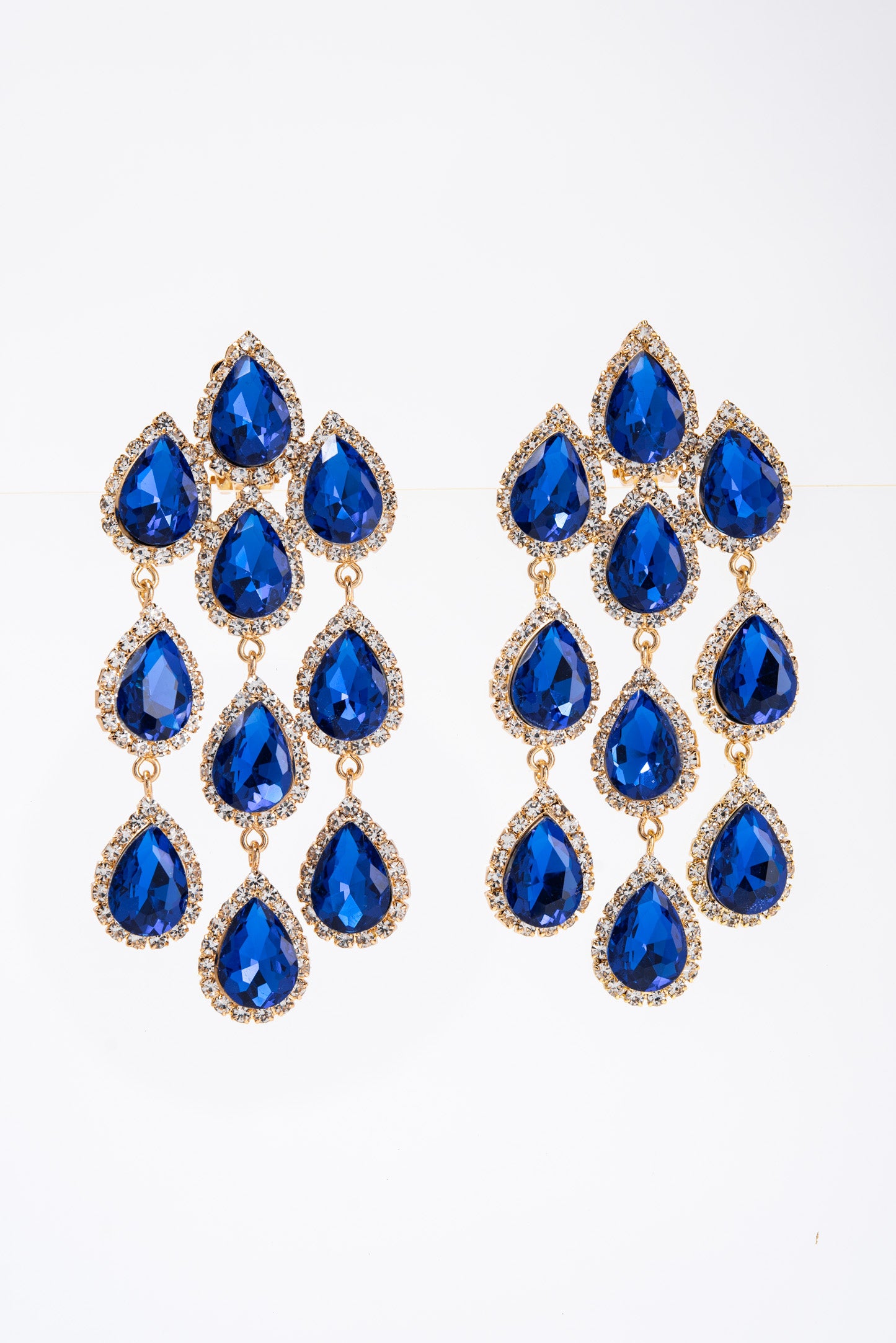 Emily Rhinestone Chain Clip-On Earrings