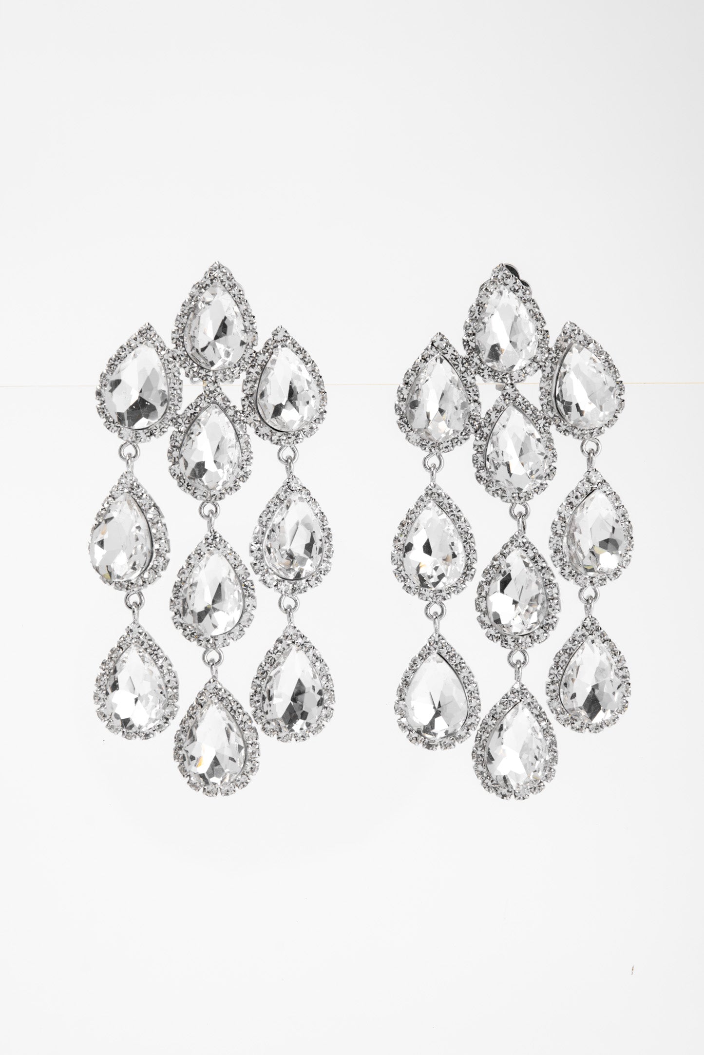 Emily Rhinestone Chain Clip-On Earrings