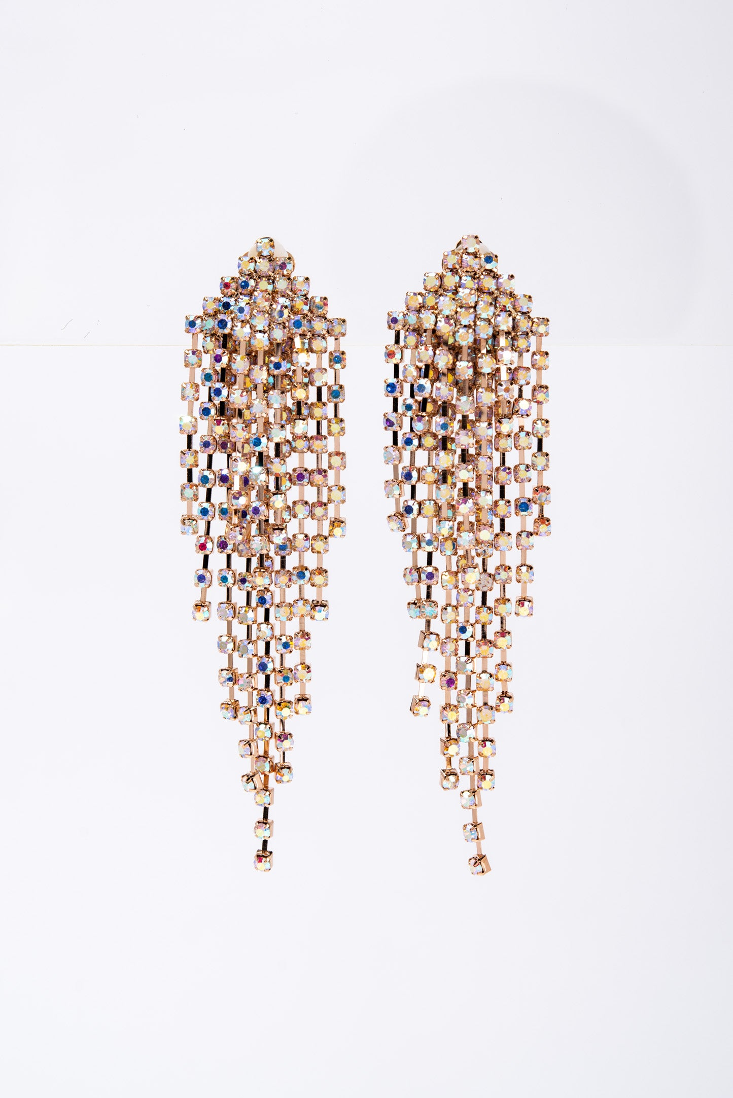 Serenity Fringe Chandelier Rhinestone Clip-on Earrings