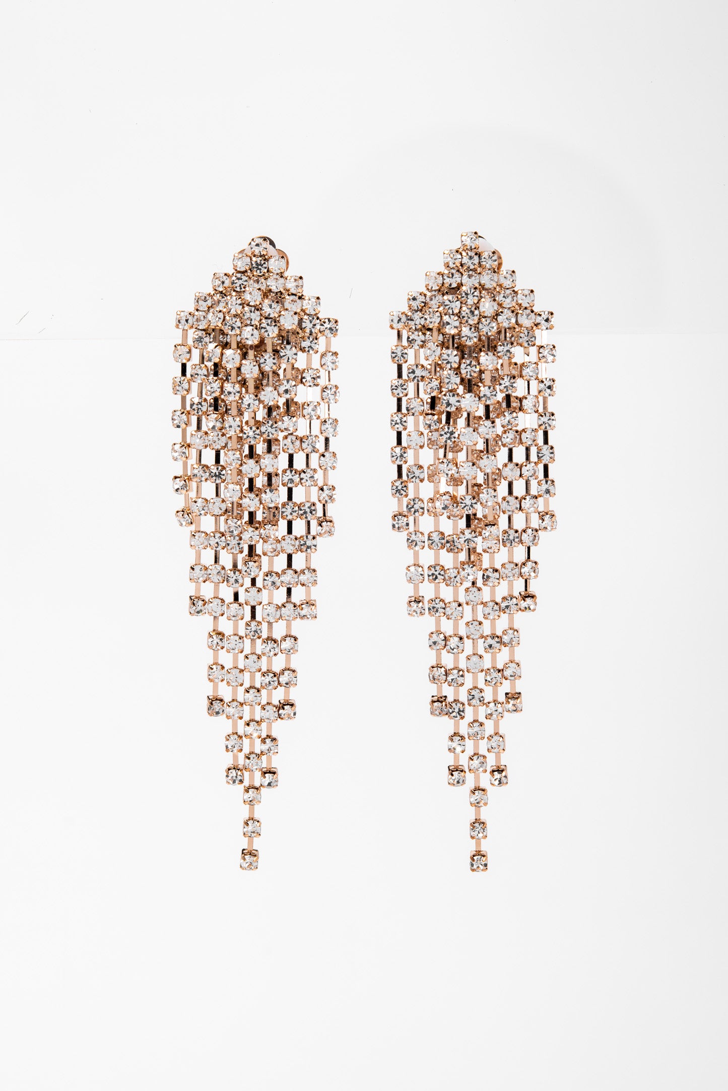 Serenity Fringe Chandelier Rhinestone Clip-on Earrings