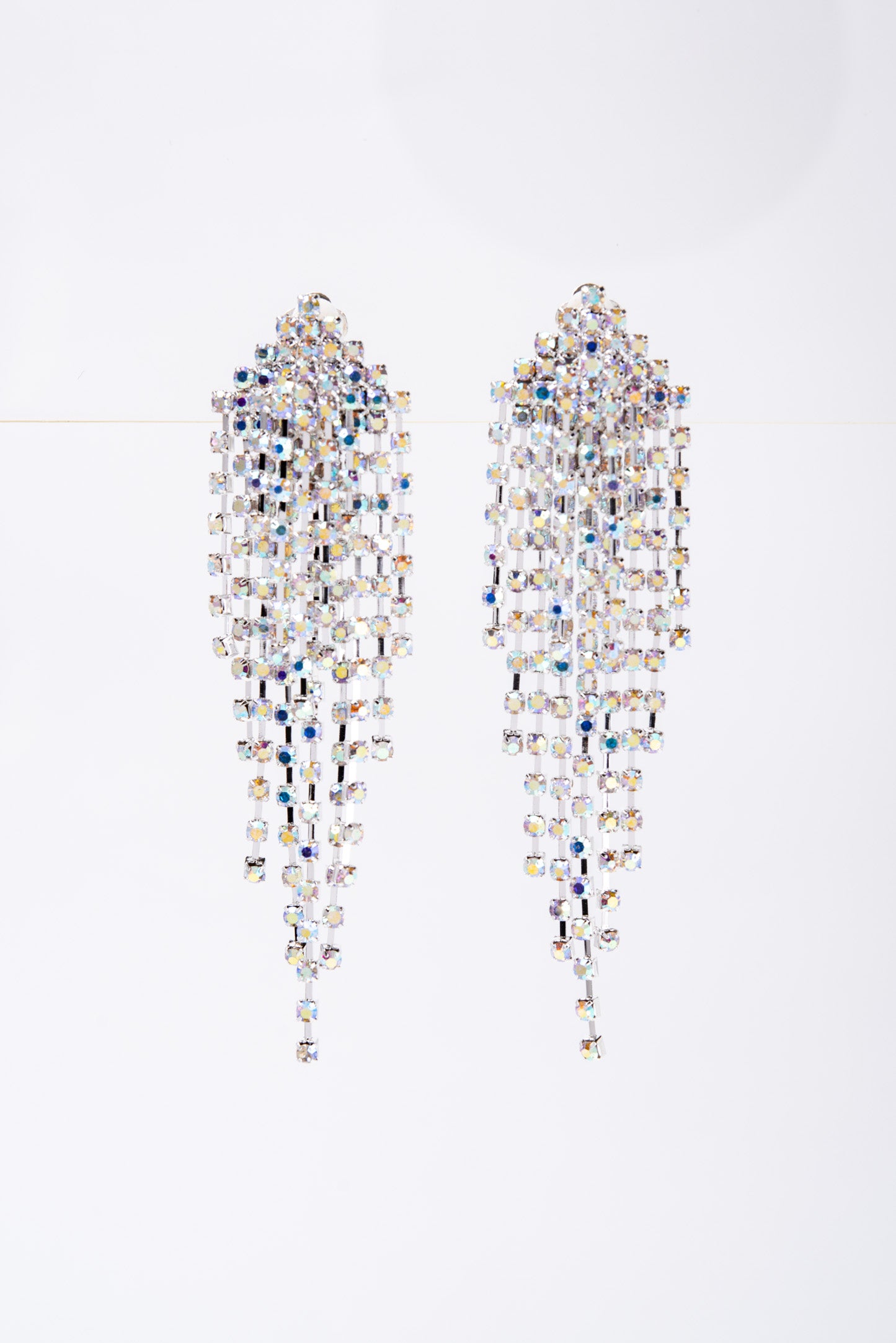 Serenity Fringe Chandelier Rhinestone Clip-on Earrings