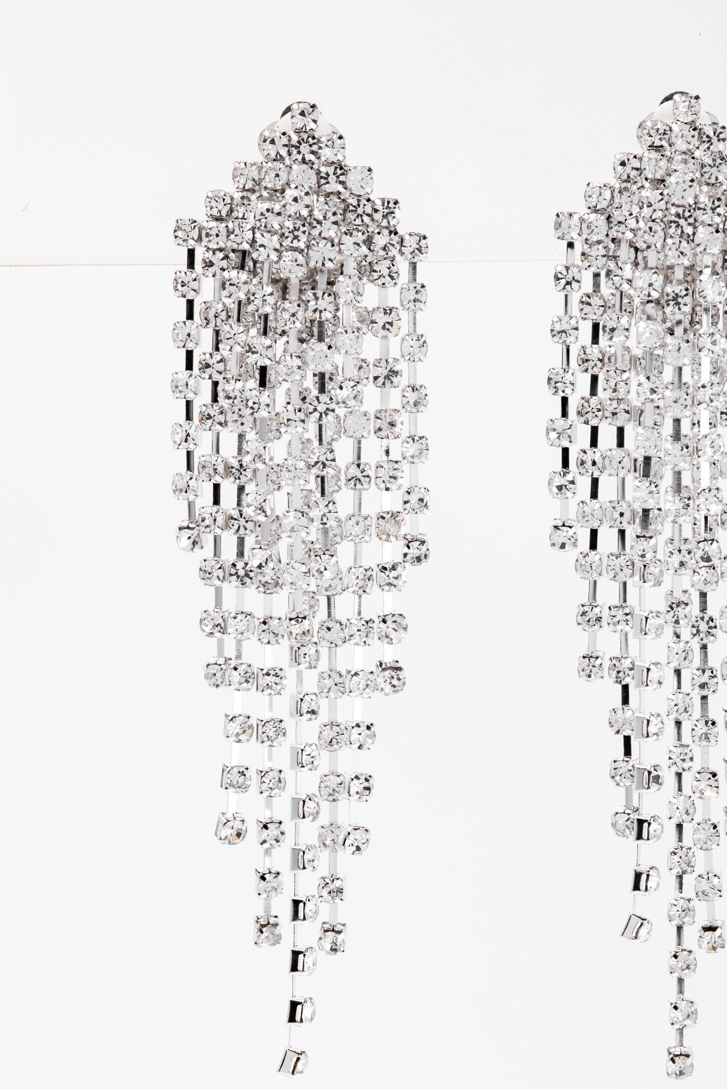 Serenity Fringe Chandelier Rhinestone Clip-on Earrings