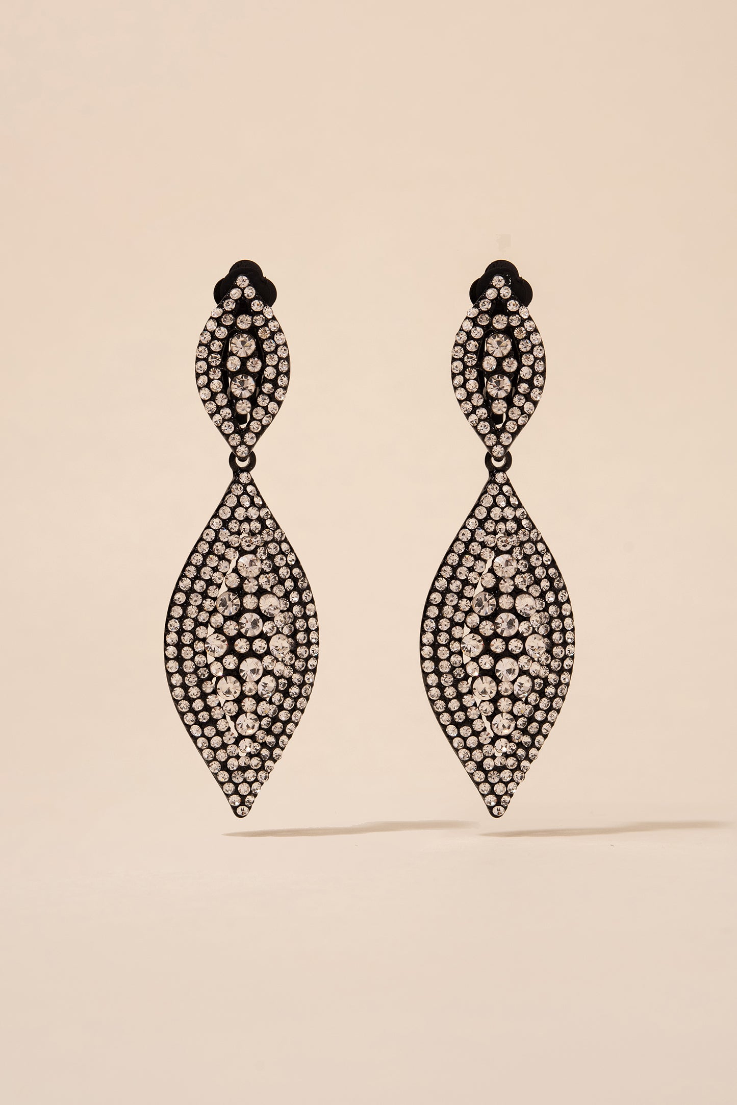 Juliette Teardrop Rhinestone Clip-On Earrings