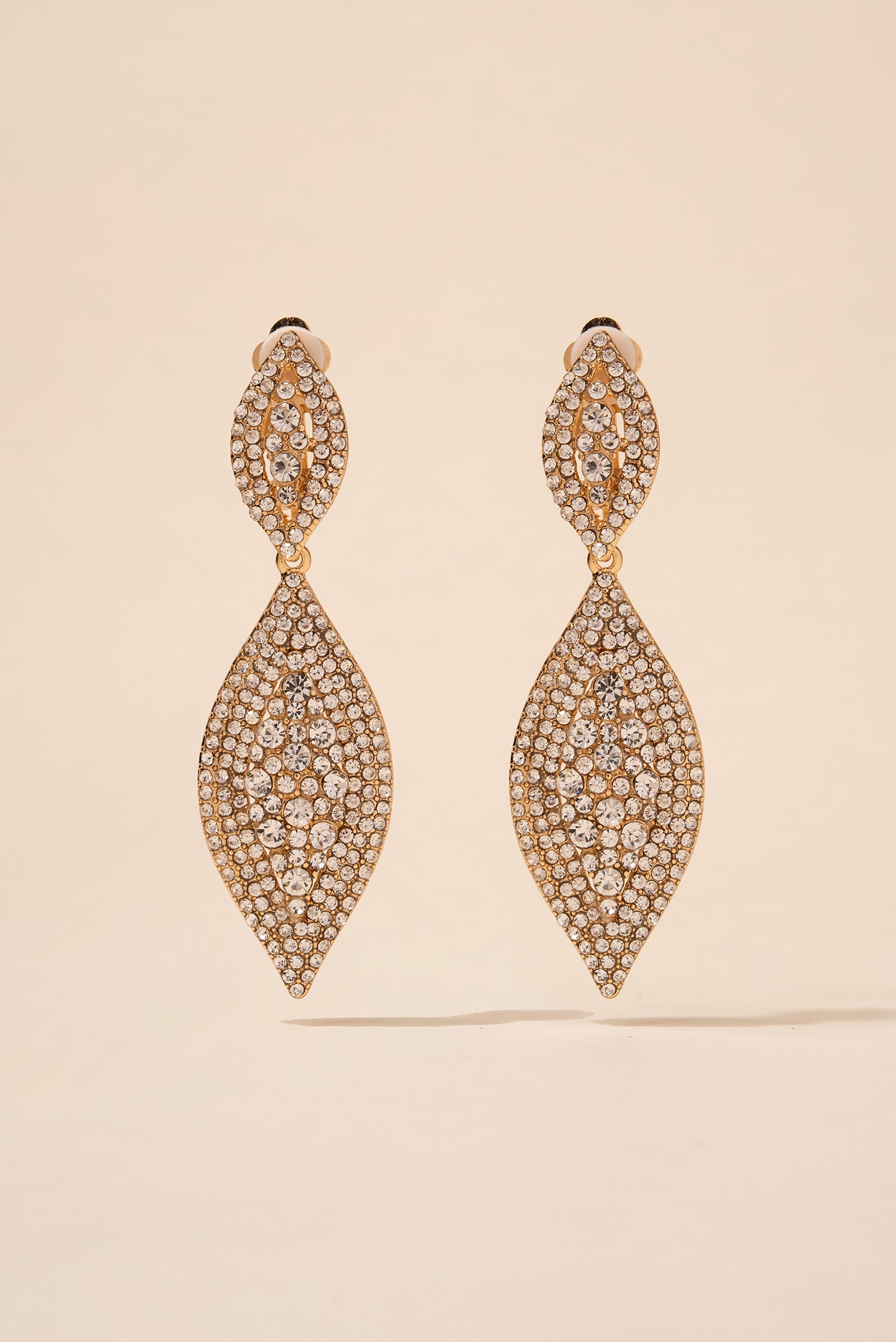 Juliette Teardrop Rhinestone Clip-On Earrings