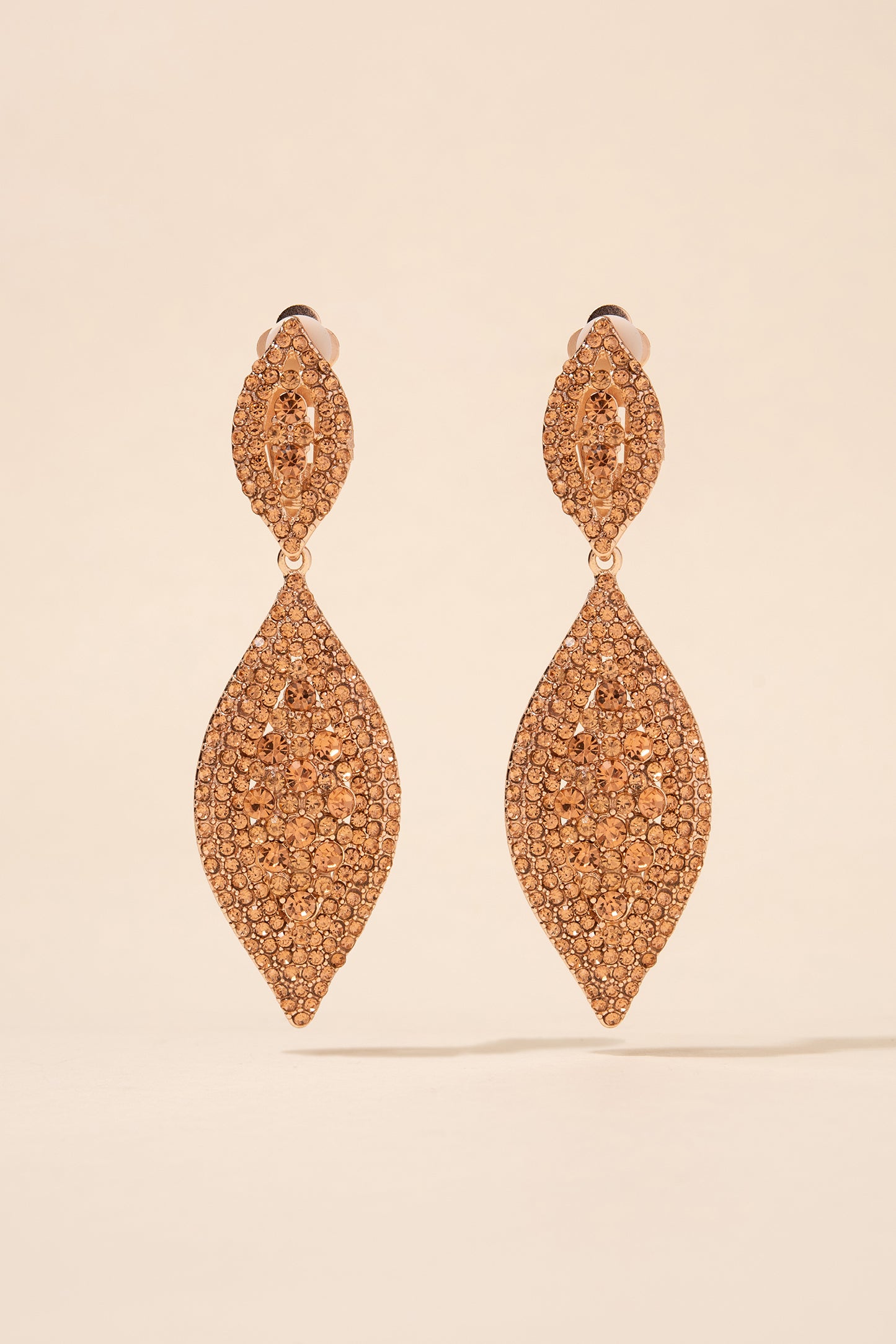 Juliette Teardrop Rhinestone Clip-On Earrings