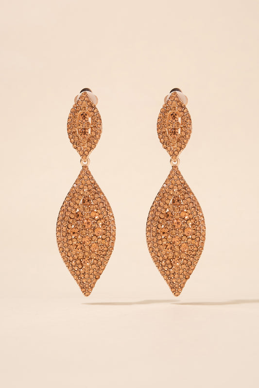 Juliette Teardrop Rhinestone Clip-On Earrings | Peach