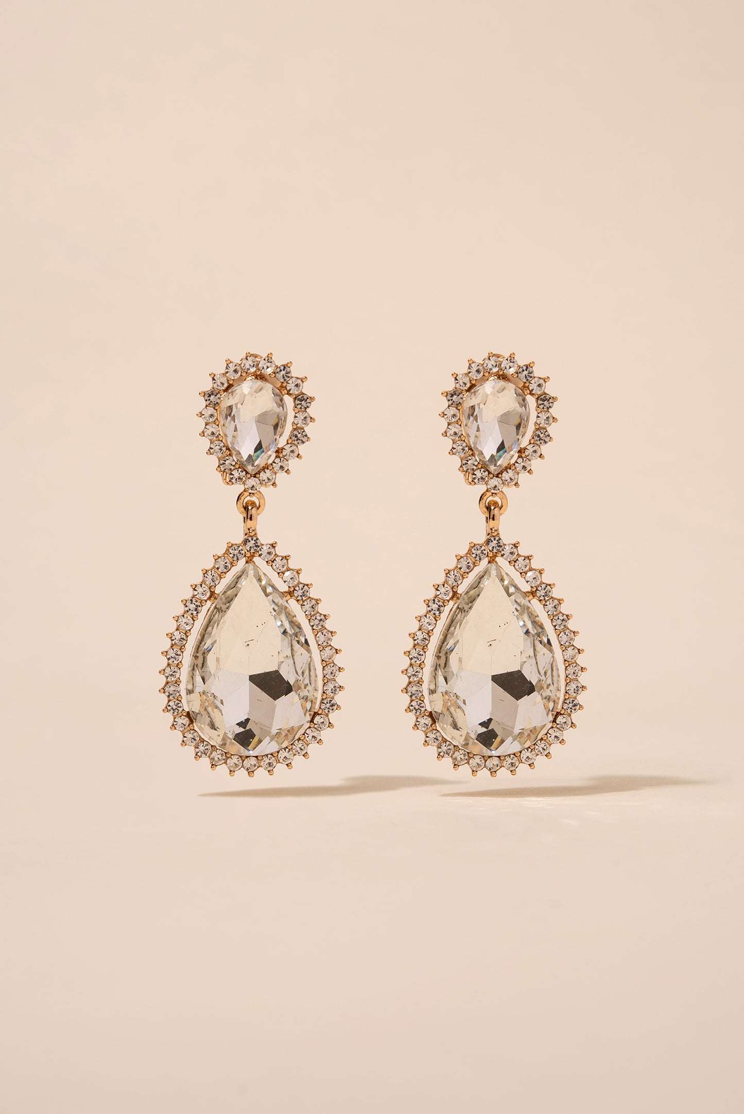 Sun Burst Rhinestone Clip-On Drop Earrings