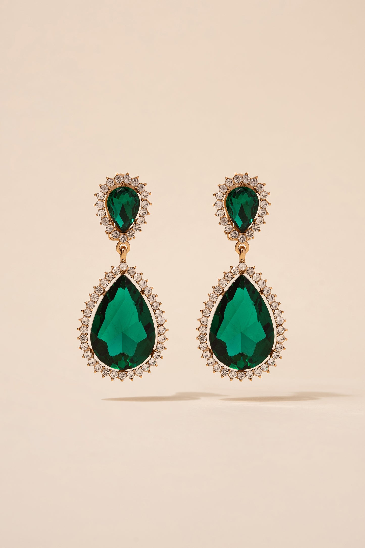 Sun Burst Rhinestone Clip-On Drop Earrings