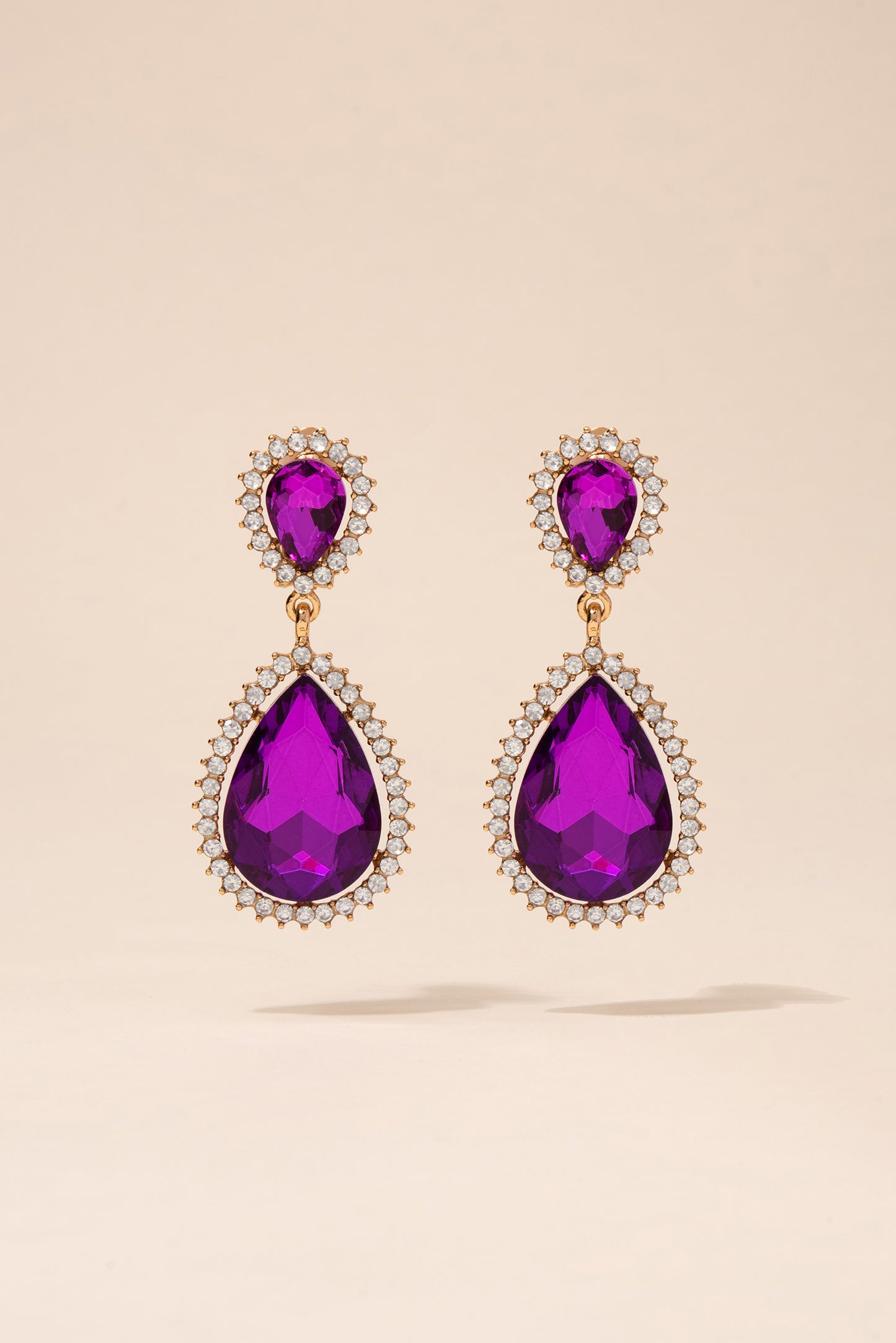 Sun Burst Rhinestone Clip-On Drop Earrings