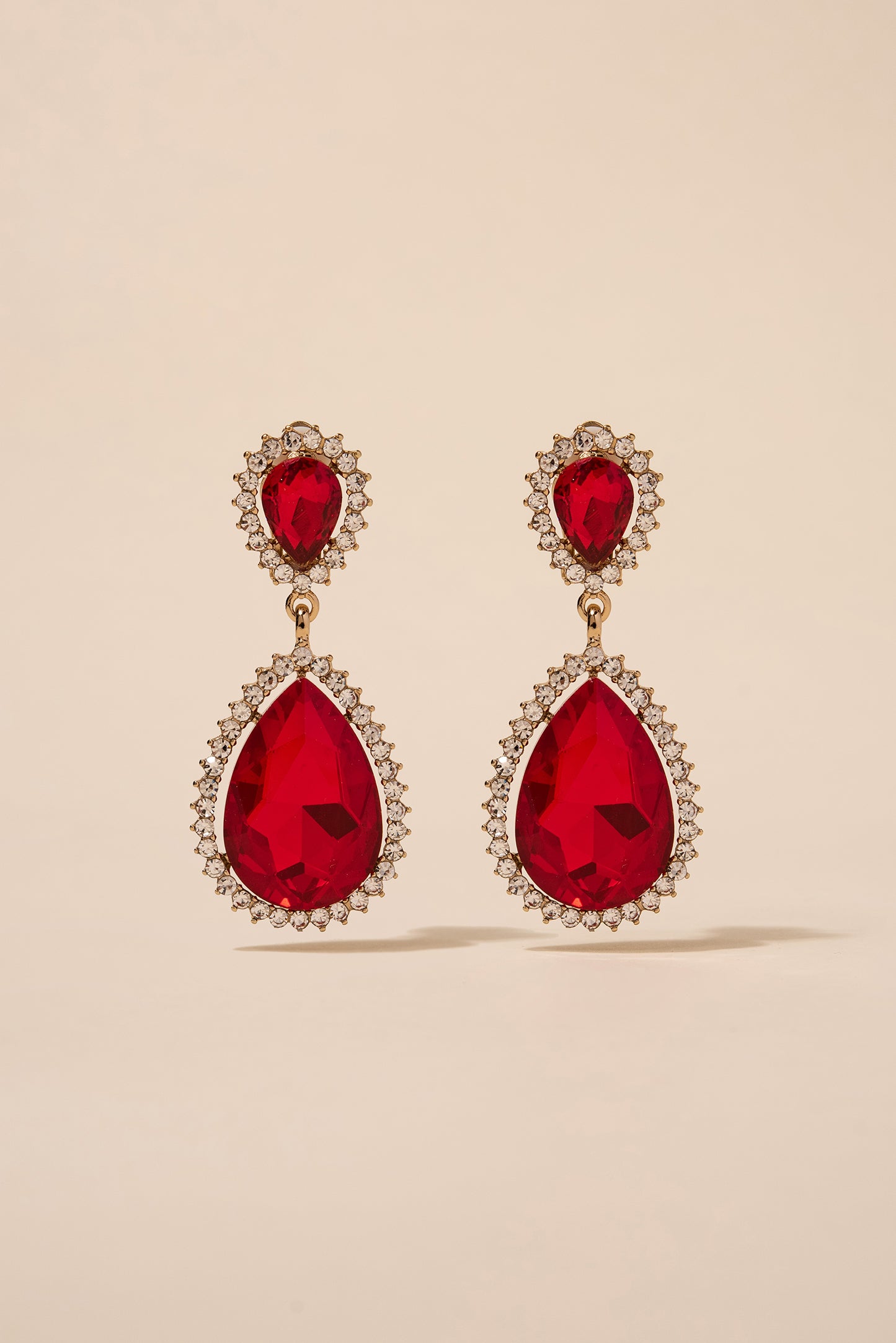 Sun Burst Rhinestone Clip-On Drop Earrings