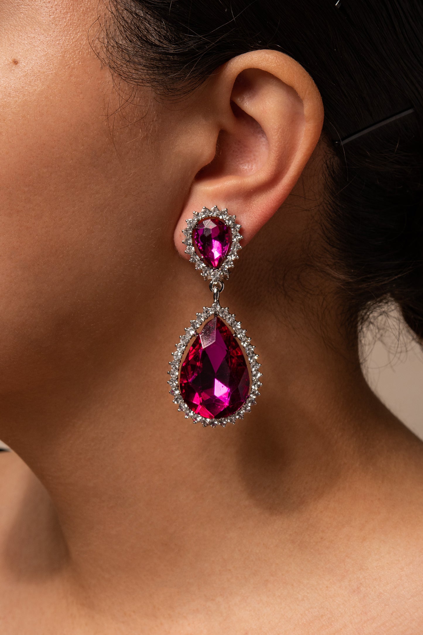 Sun Burst Rhinestone Clip-On Drop Earrings