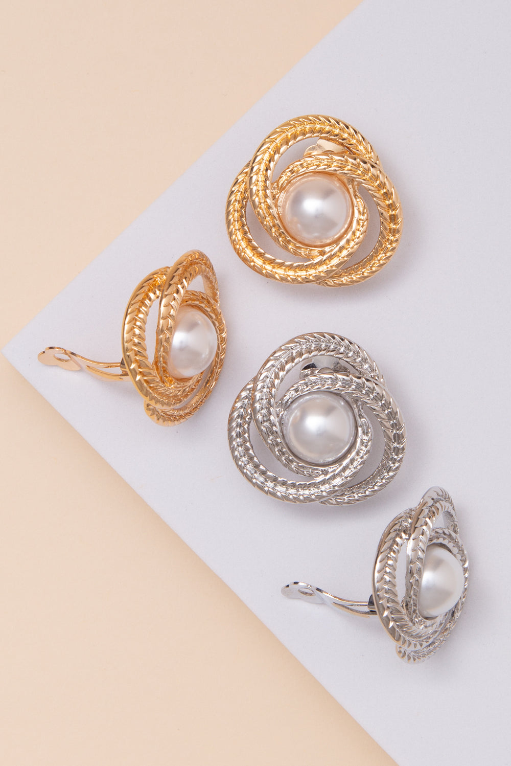 Barbara Clip On Earrings with Pearl Center