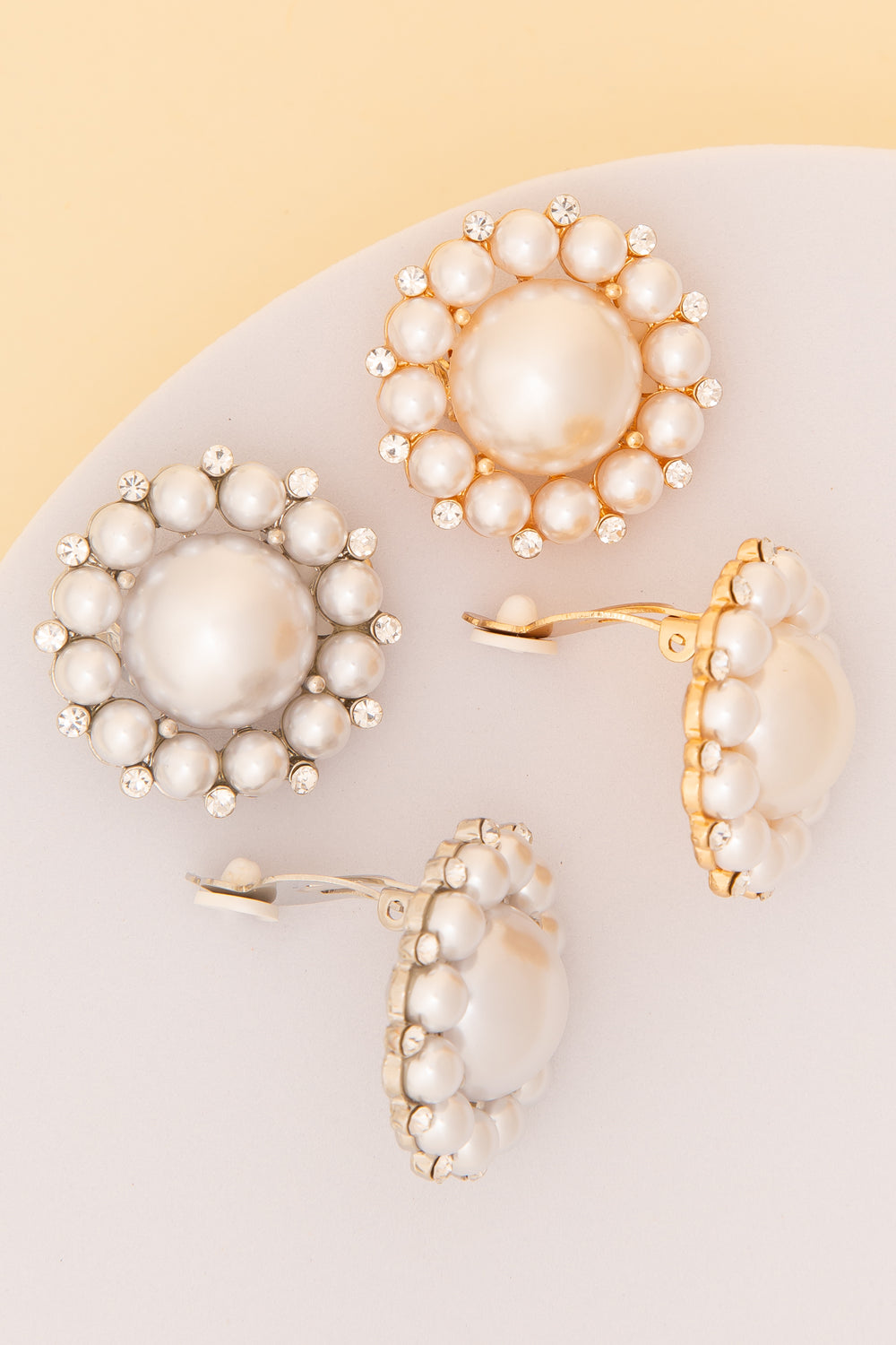 Jane Pearl Bezeled Clip-On Earrings With Crystal Trim