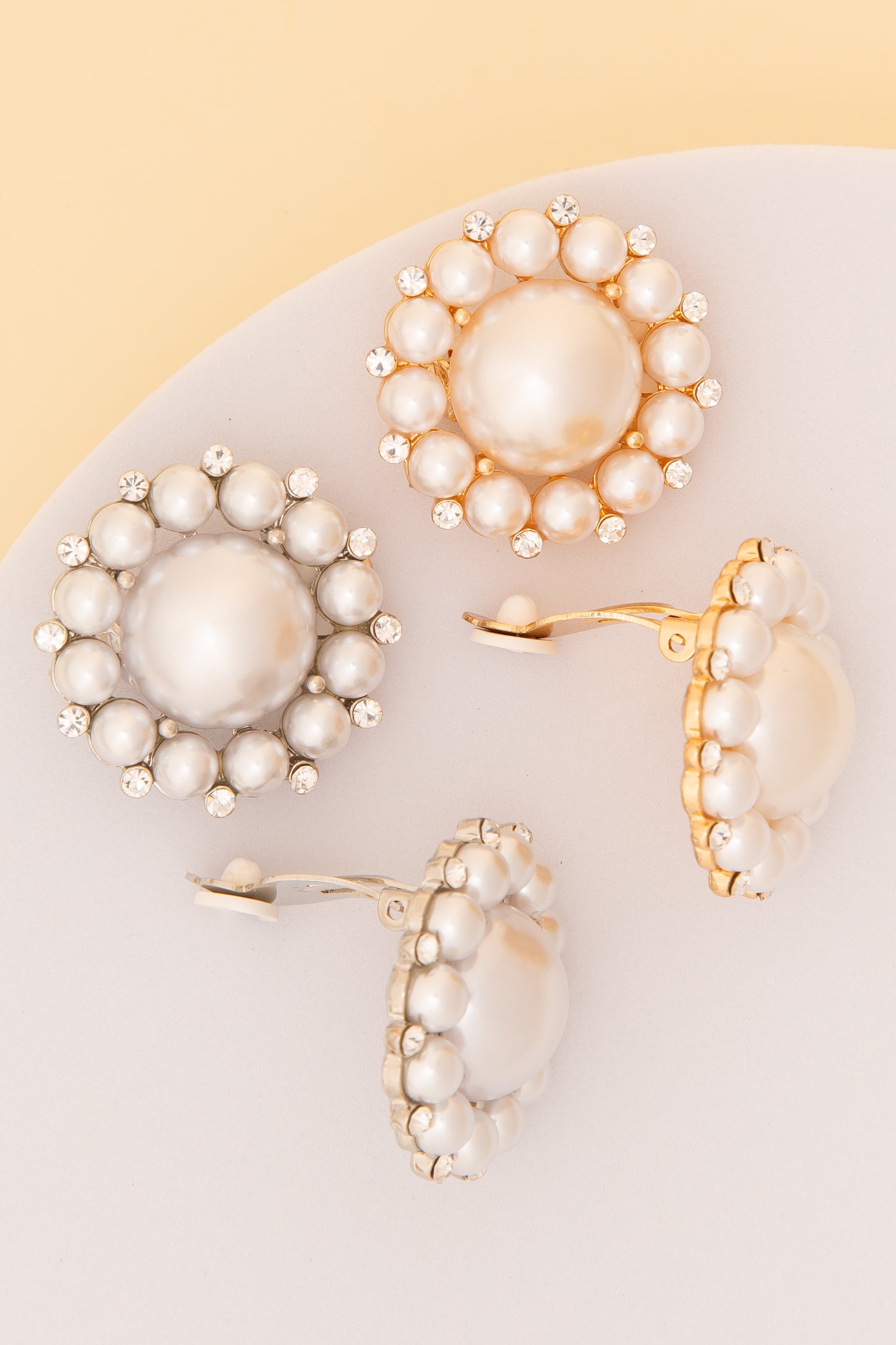 Jane Pearl Bezeled Clip-On Earrings With Crystal Trim