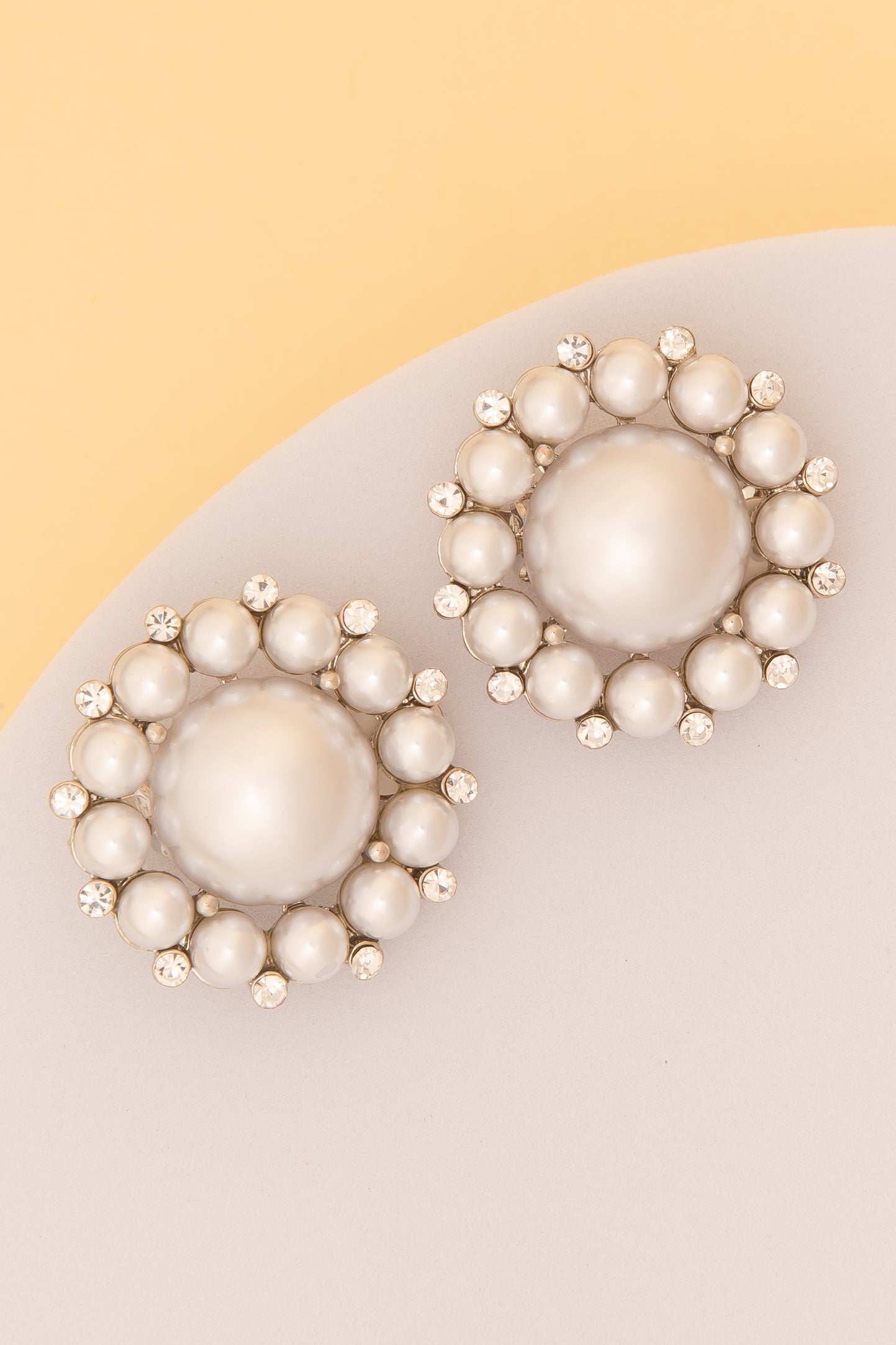 Jane Pearl Bezeled Clip-On Earrings With Crystal Trim