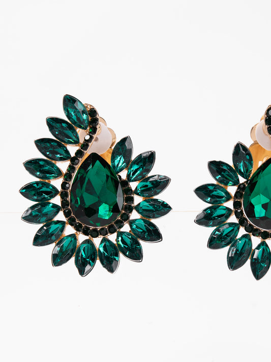 Delany Statement Spider Clip-On Earrings | Green