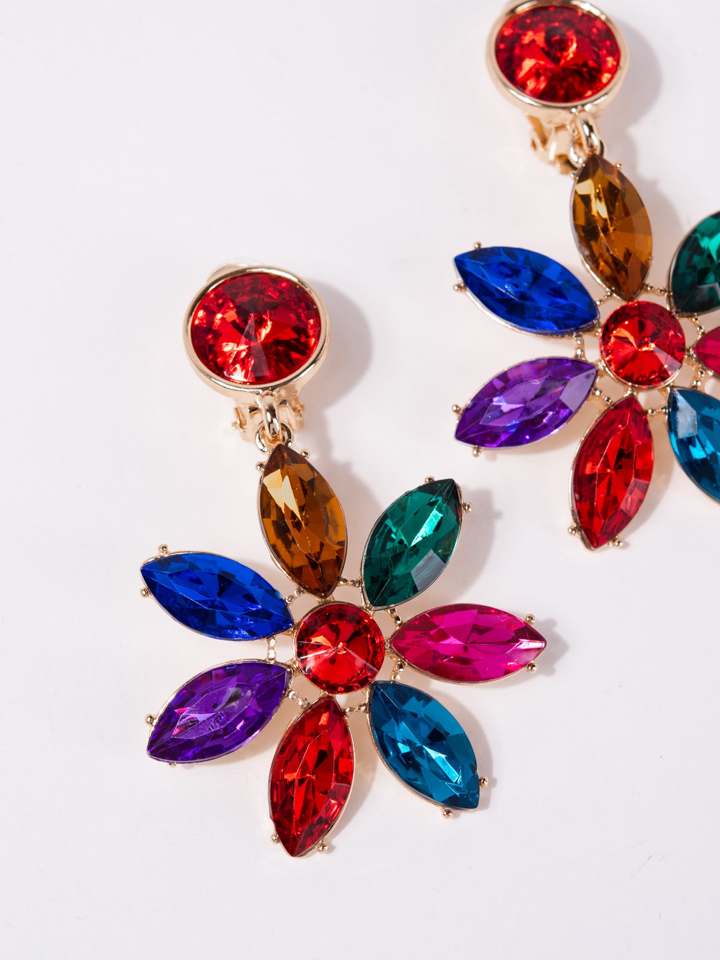 Briana Flower Dangly Stone Earrings