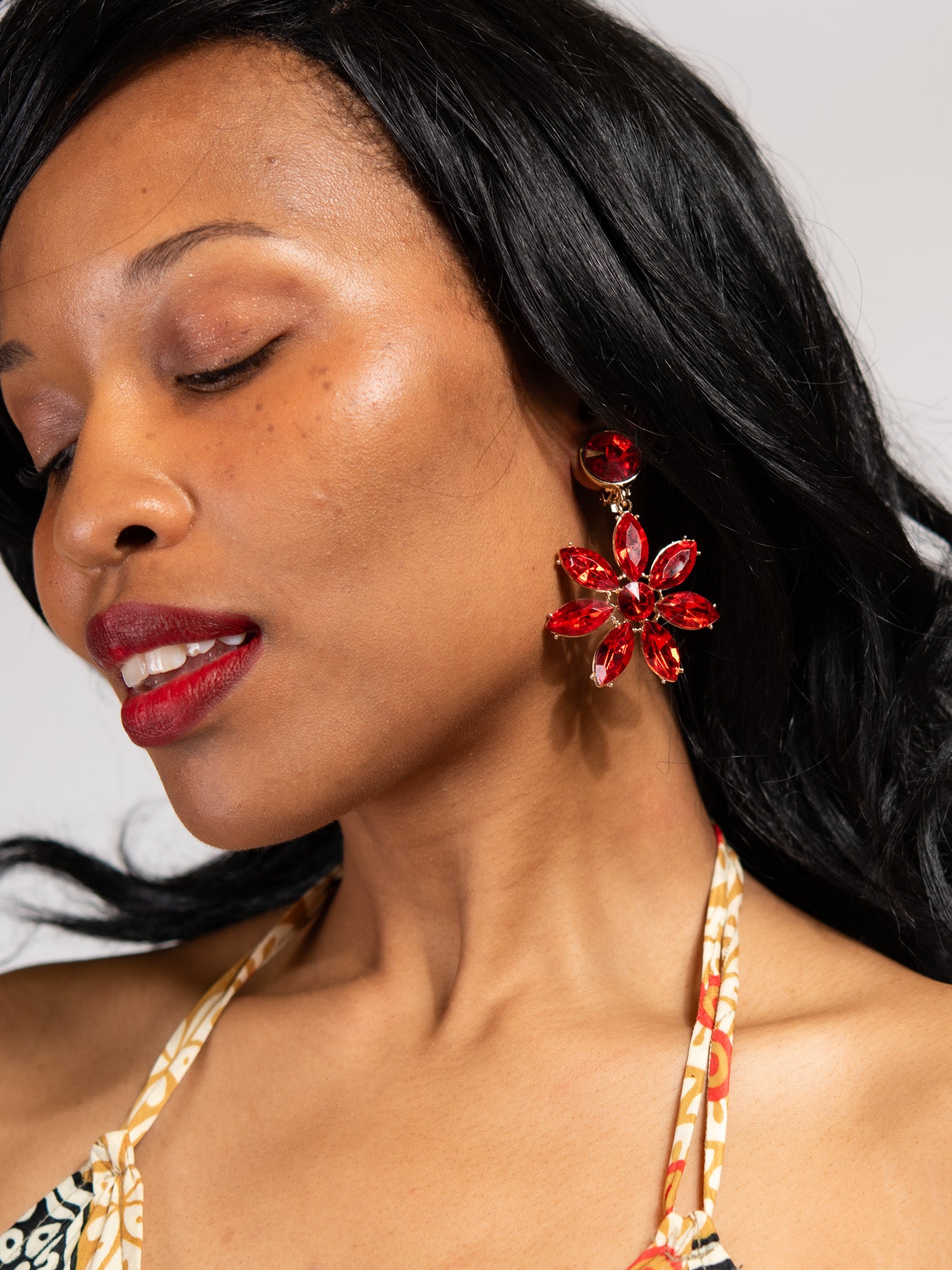 Briana Flower Dangly Stone Earrings