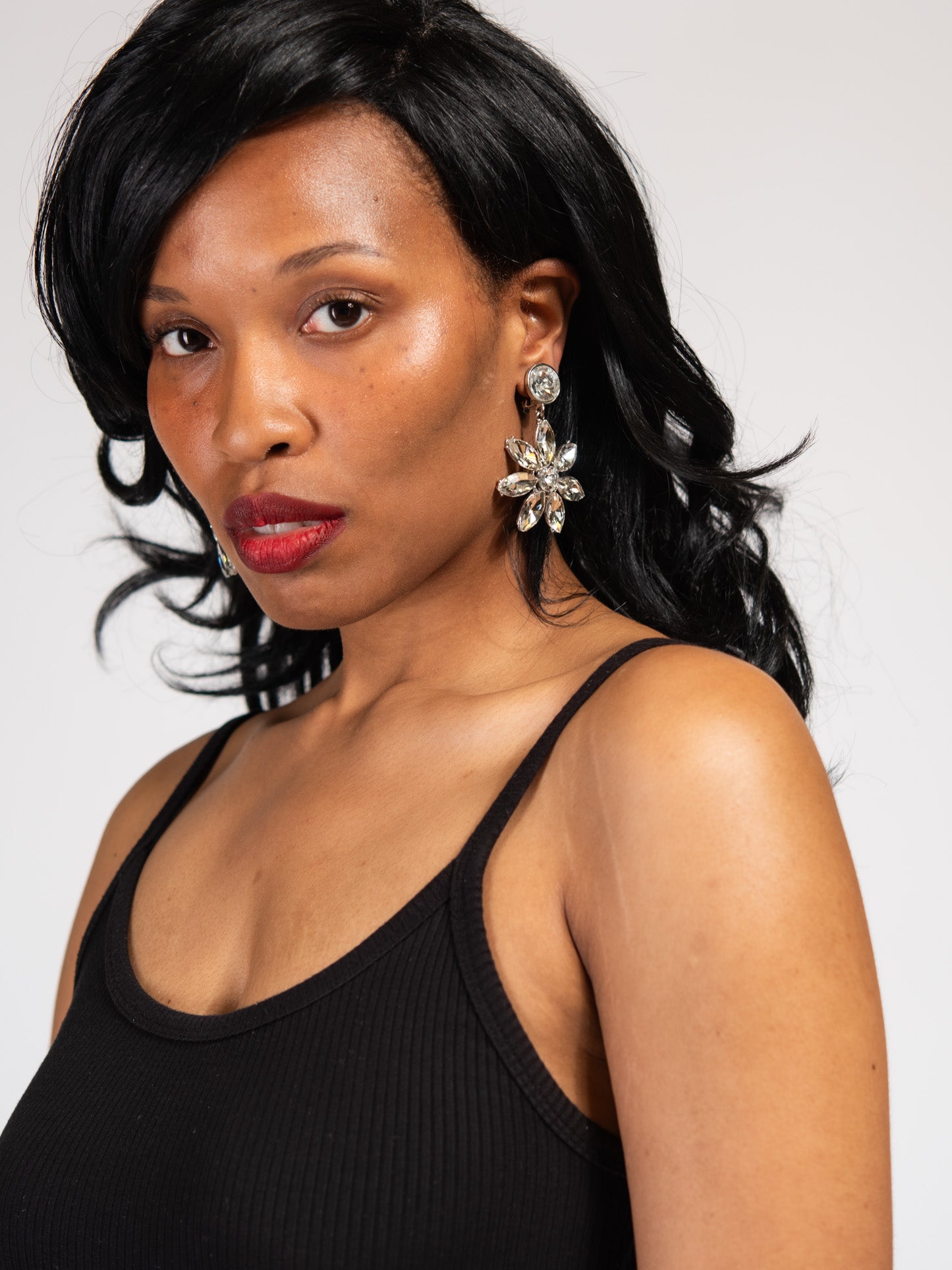 Briana Flower Dangly Stone Earrings