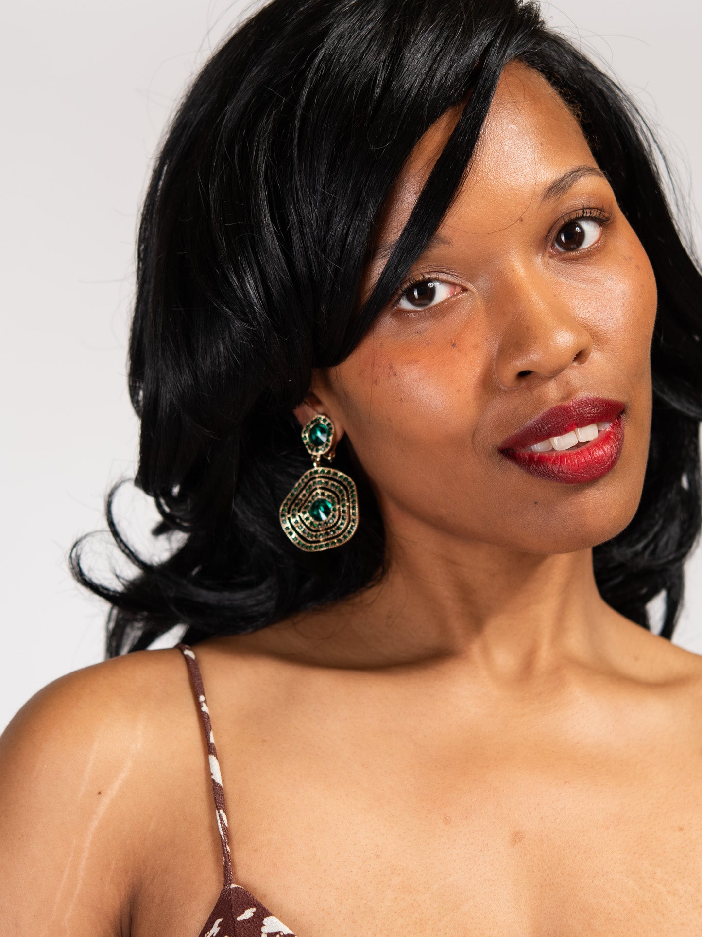 Oakley Circle Drop Rhinestone Earrings