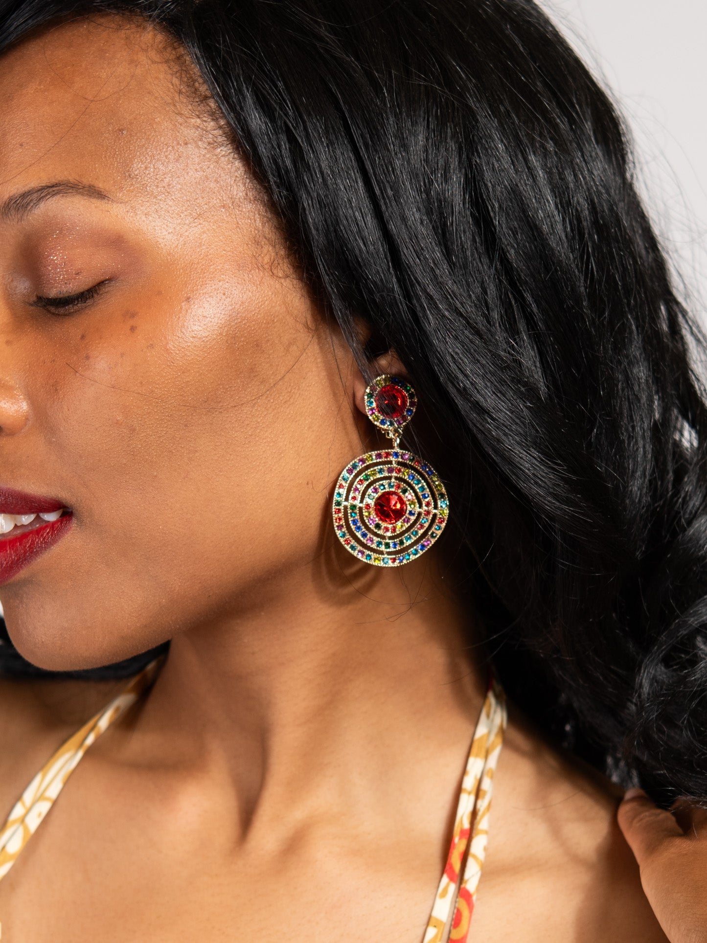 Oakley Circle Drop Rhinestone Earrings