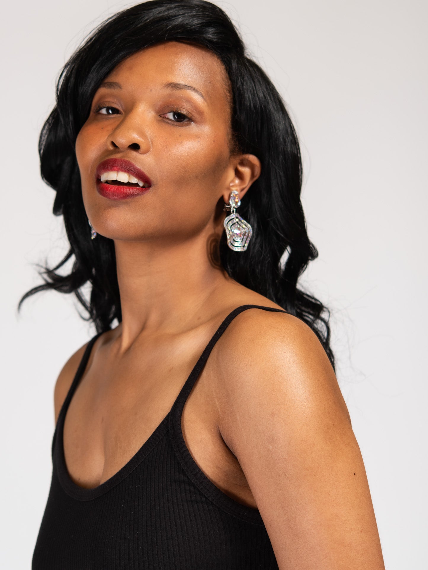 Oakley Circle Drop Rhinestone Earrings
