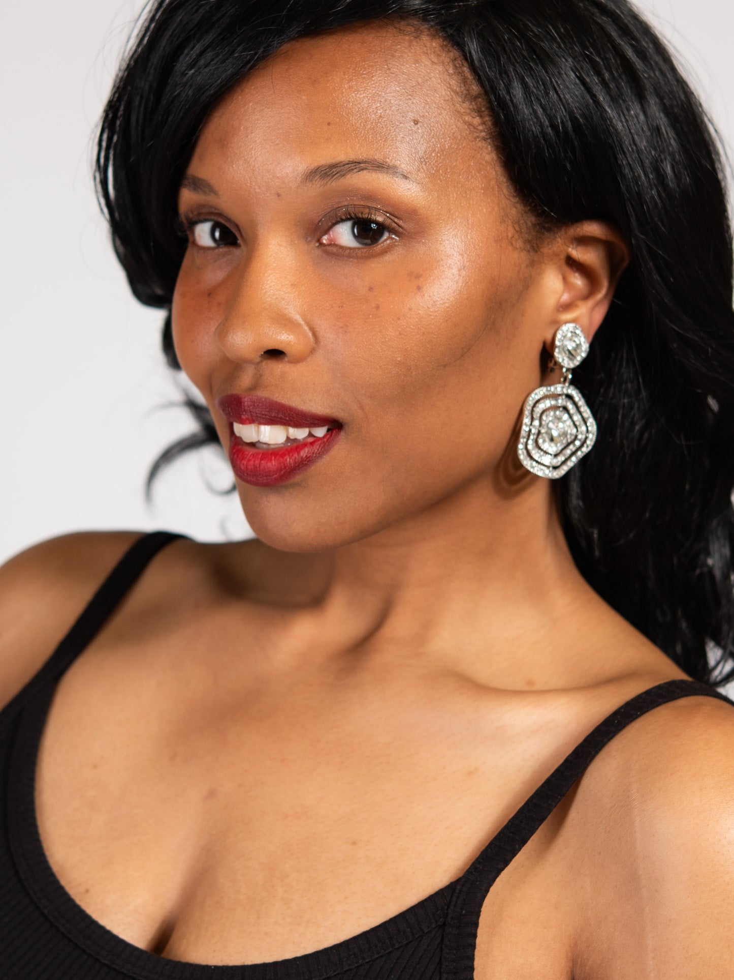 Oakley Circle Drop Rhinestone Earrings