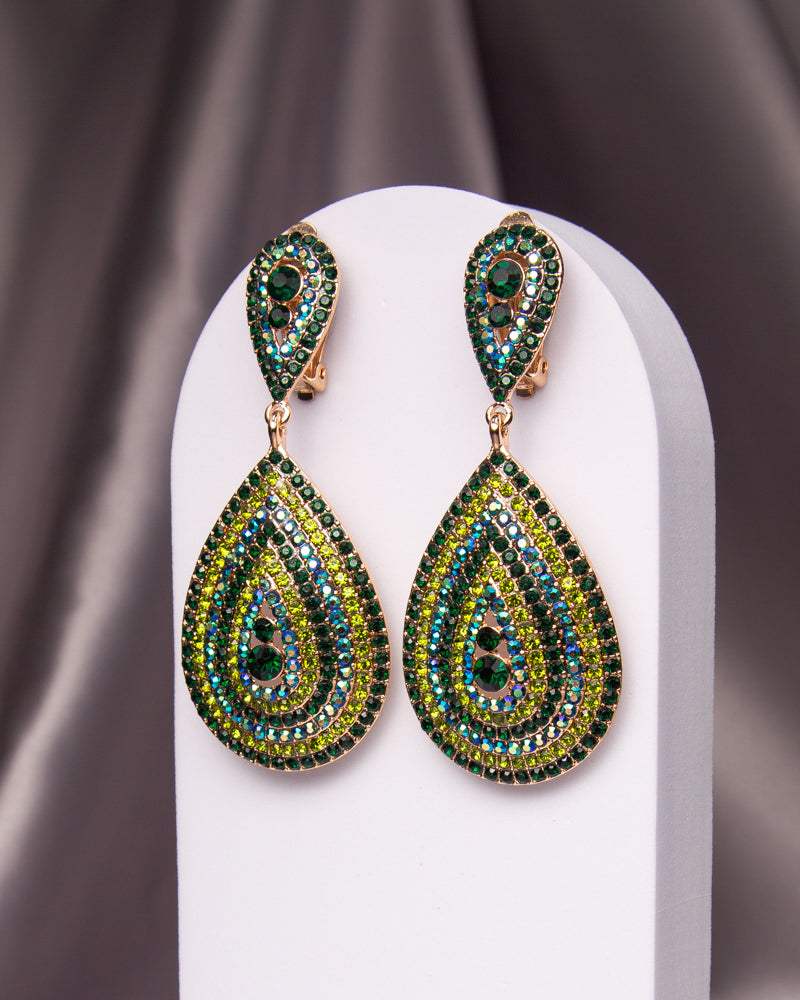 Alexis Teardrop Shaped Crystal Pave Clip-On Earrings