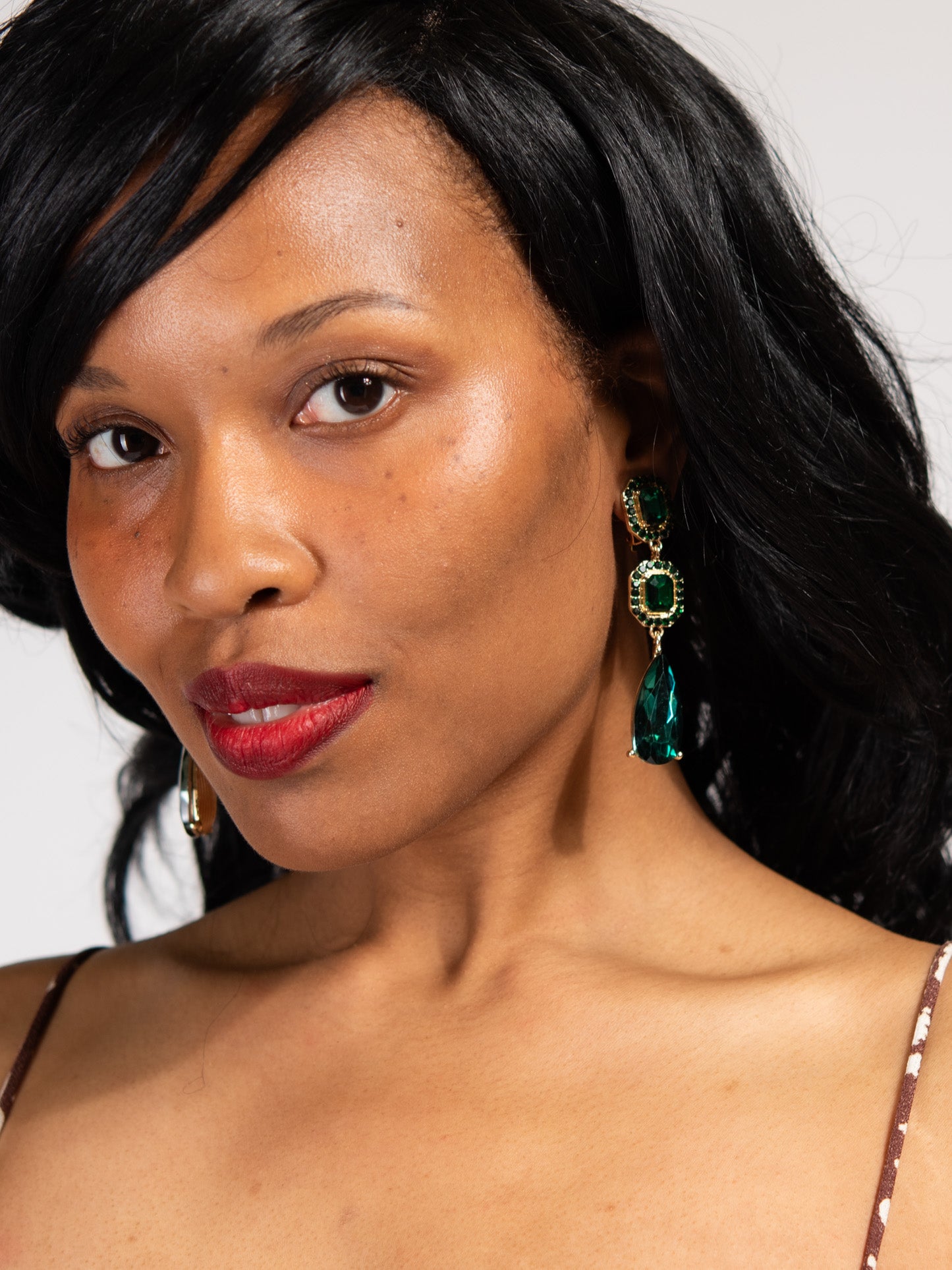 Blakely Rhinestone Dangly Stone Earrings