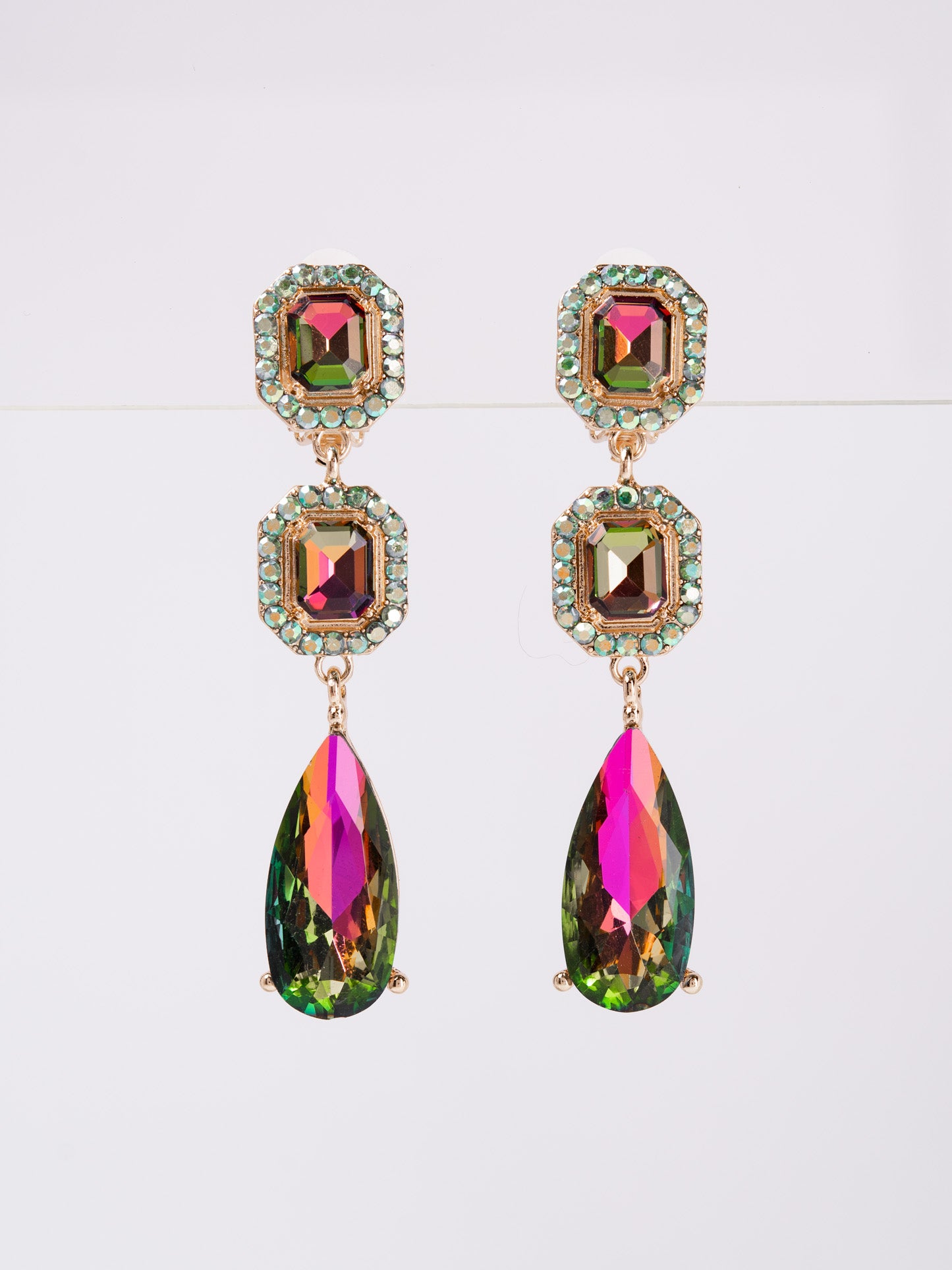 Blakely Rhinestone Dangly Stone Earrings