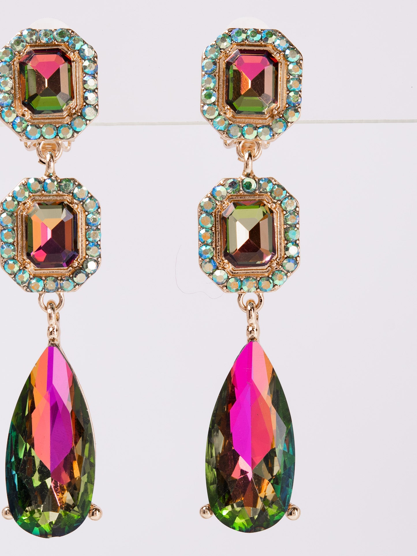 Blakely Rhinestone Dangly Stone Earrings