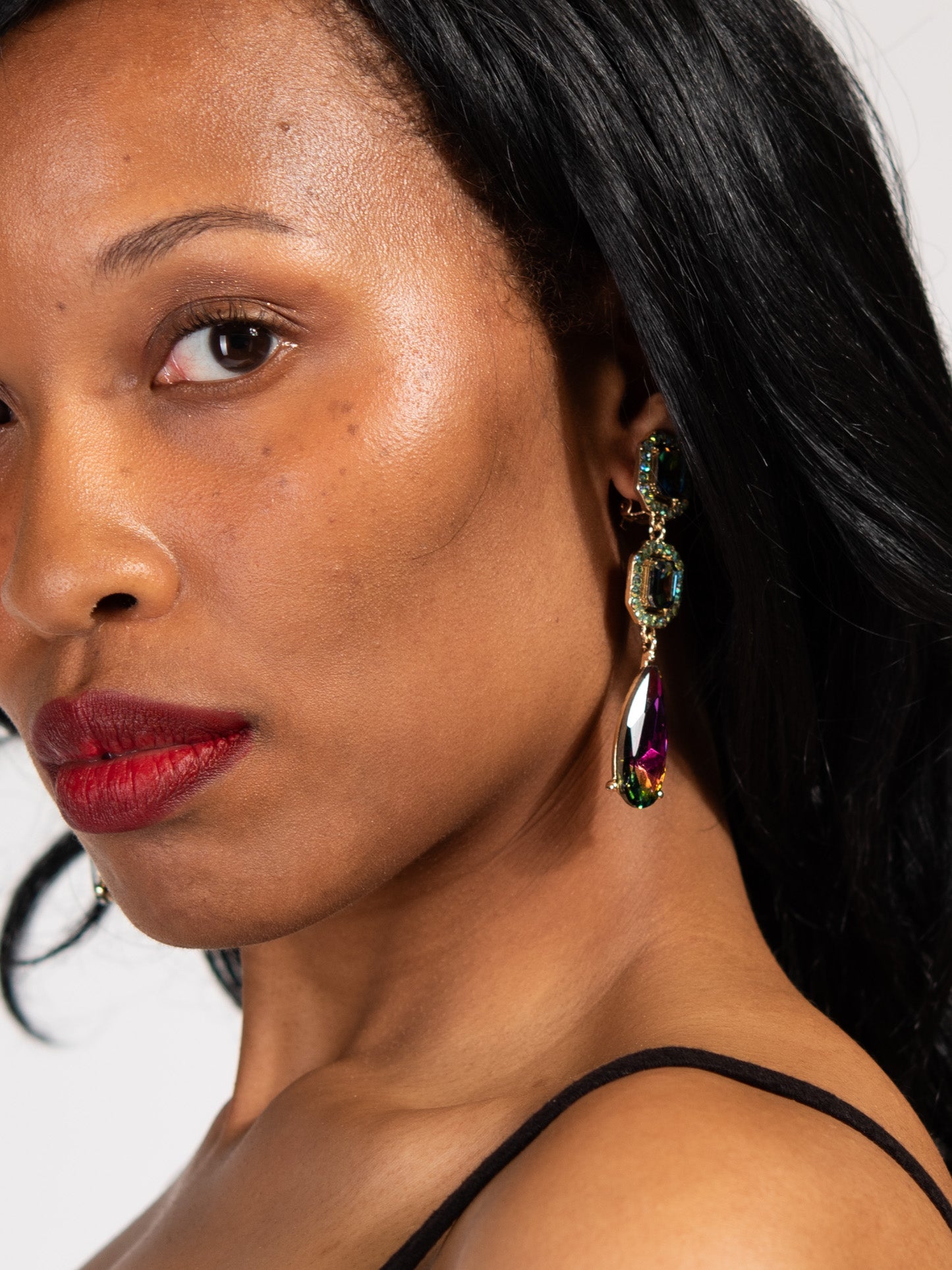 Blakely Rhinestone Dangly Stone Earrings