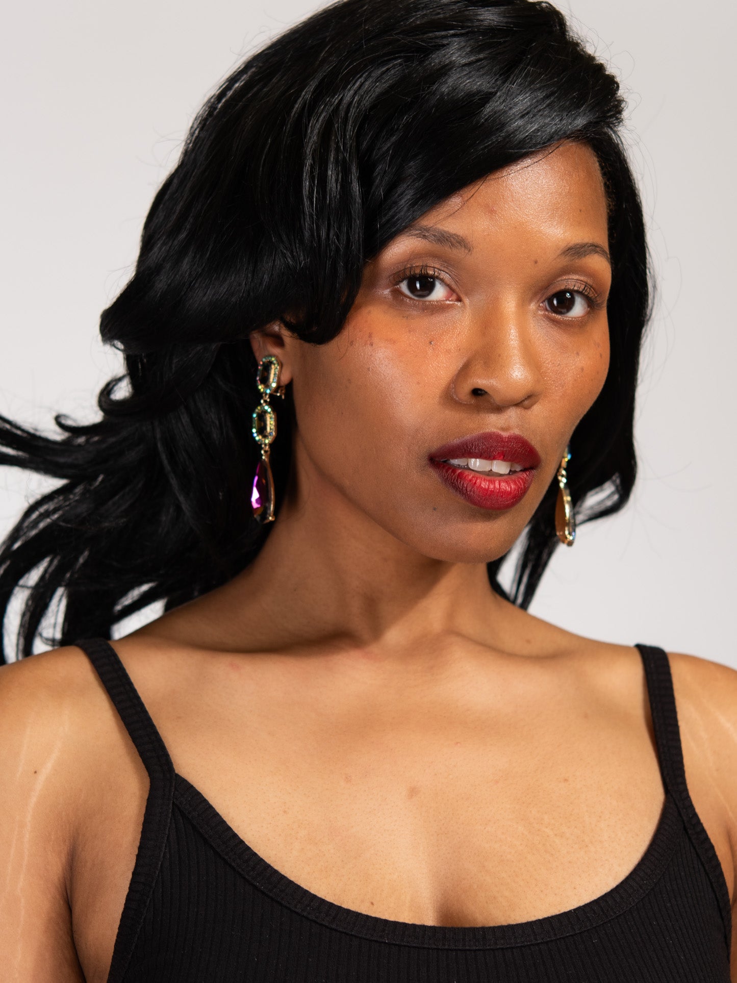 Blakely Rhinestone Dangly Stone Earrings