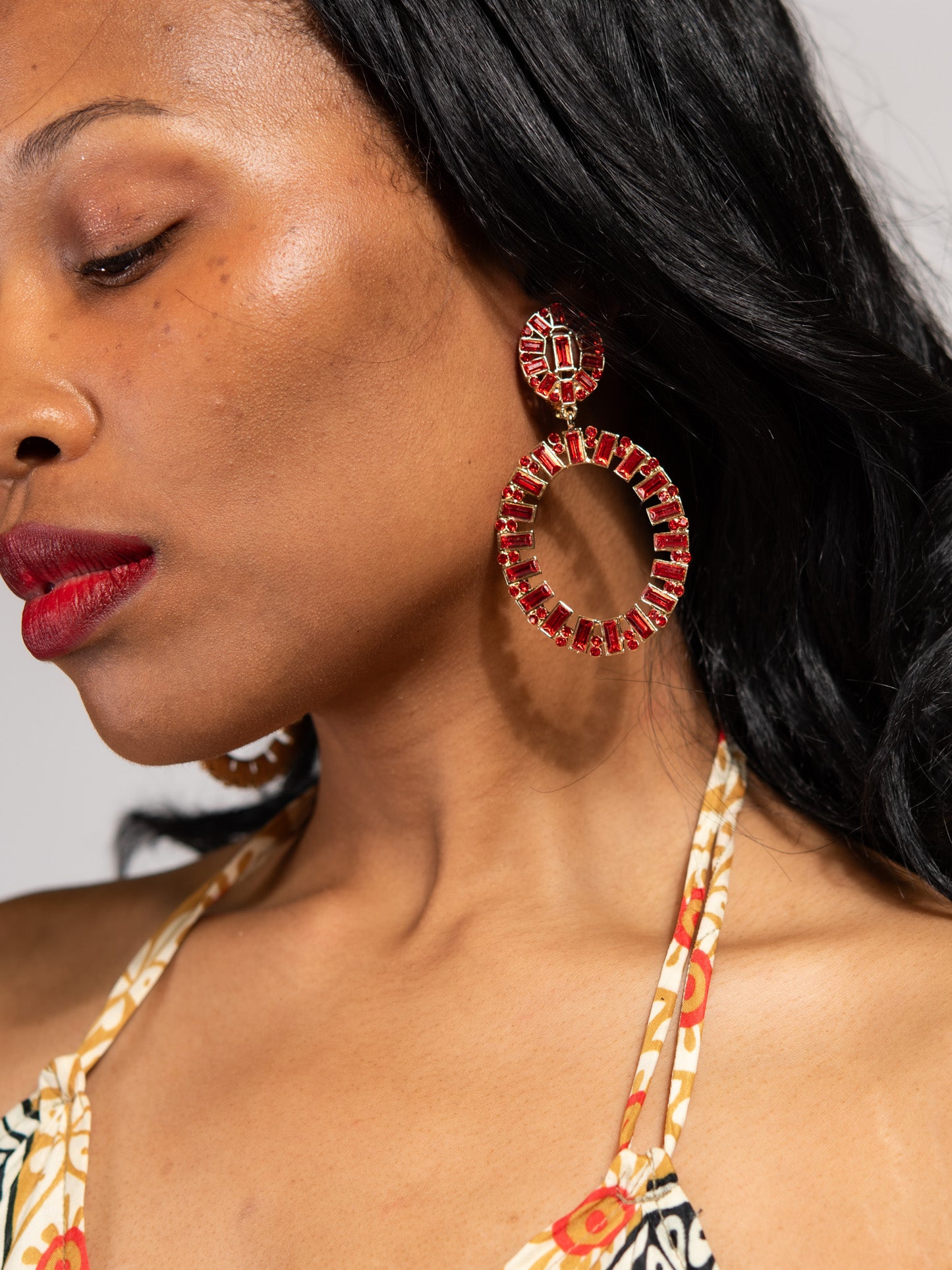 Oaklynn Circle Rhinestone Dangle Earrings