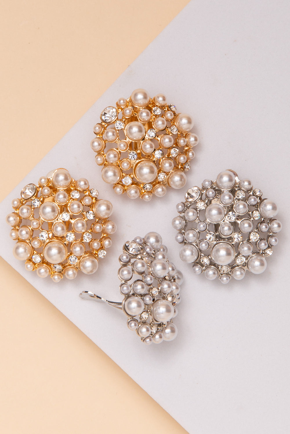 Isabel Pearl and Crystal Cluster Clip-On Earrings