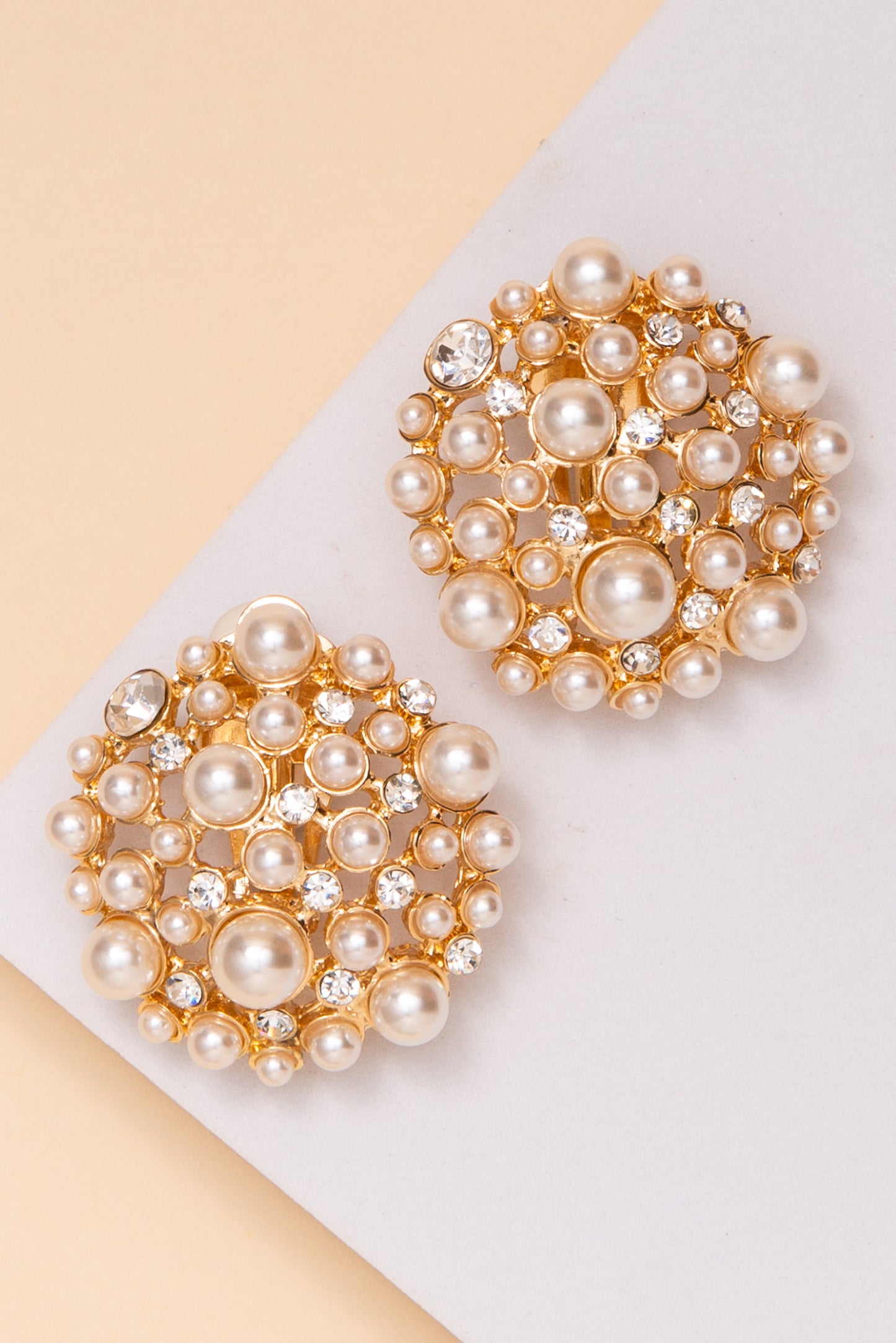 Isabel Pearl and Crystal Cluster Clip-On Earrings