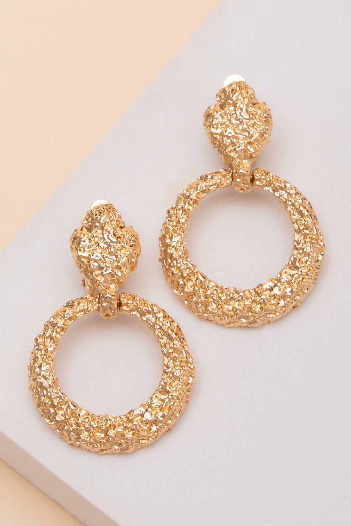Eliana Textured Open Circle Clip On Earrings