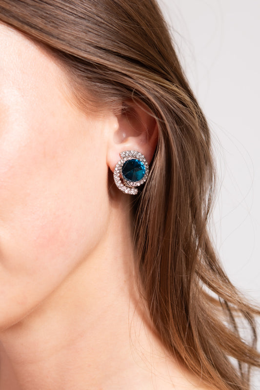 Isabella Orbit Halo Stud Clip-On Earrings | Teal
